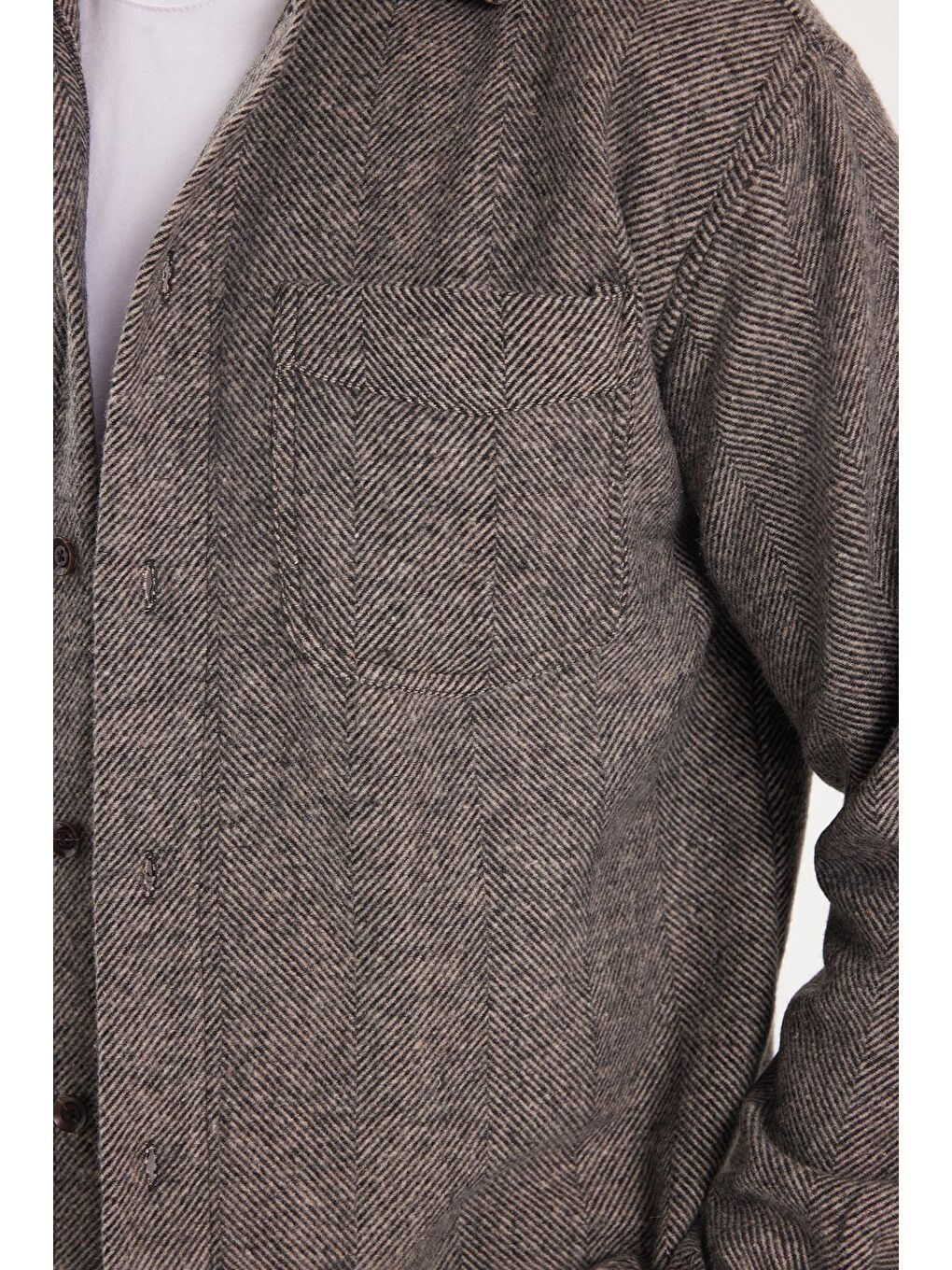 Bej Erkek Relax Fit Rahat Kesim Oduncu Tek Cepli Armürlü Vizon Apaş Yaka Kışlık Gömlek-2