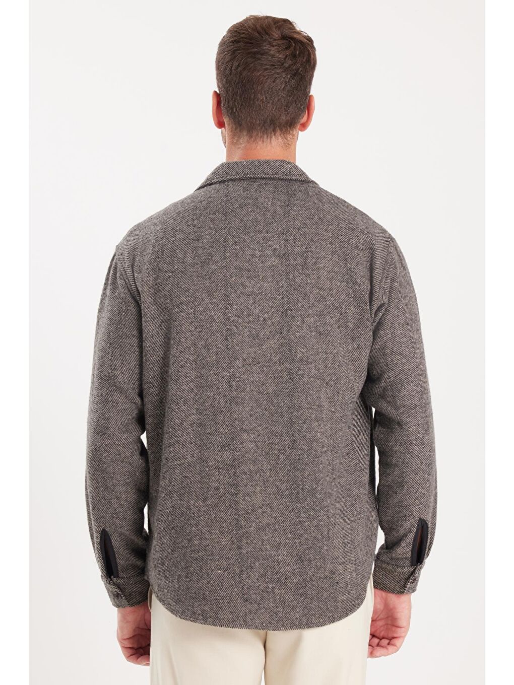 Bej Erkek Relax Fit Rahat Kesim Oduncu Tek Cepli Armürlü Vizon Apaş Yaka Kışlık Gömlek-6