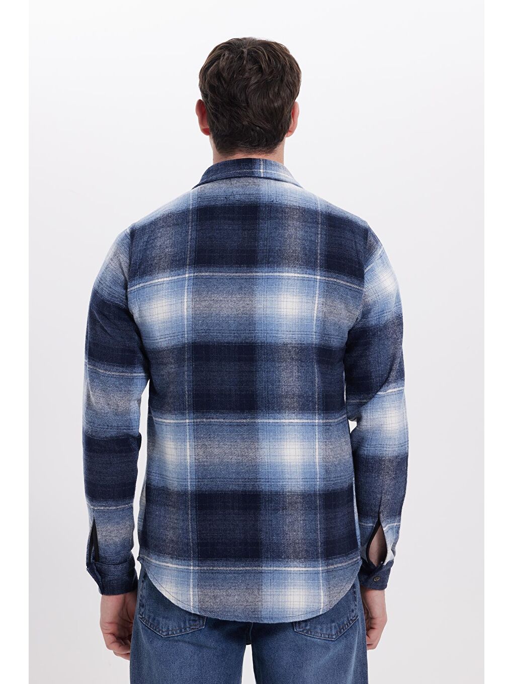 Mavi Erkek Slim Fit Dar Kesim Kareli Kışlık Oduncu Gömlek-5