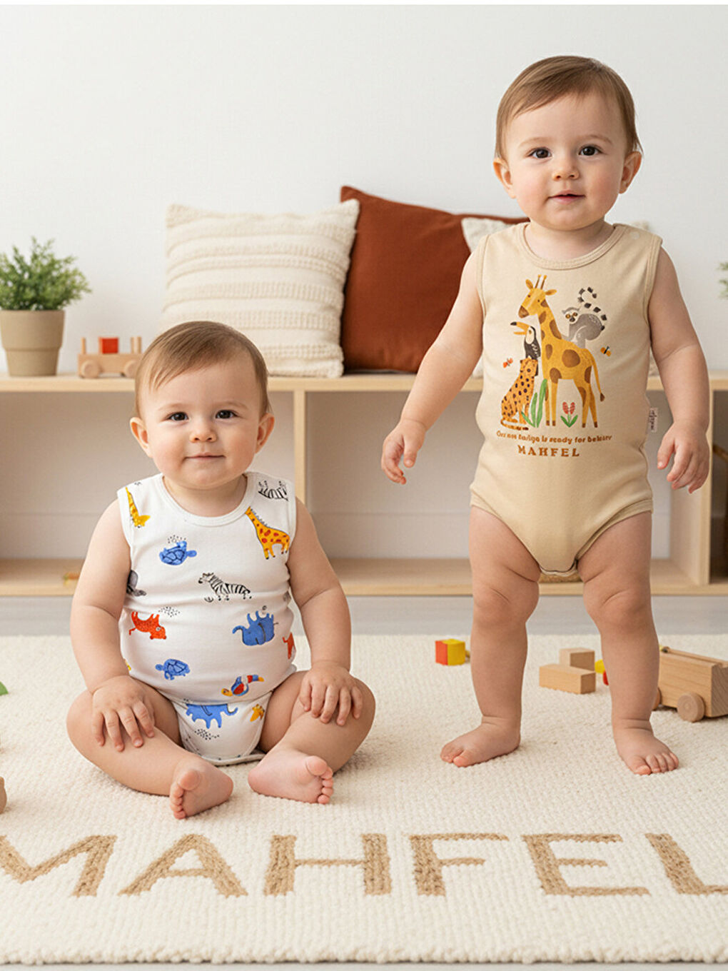 Gri 2'Li Atlet %100 Pamuklu Çıtçıtlı Bebek Body Zıbın 414-1