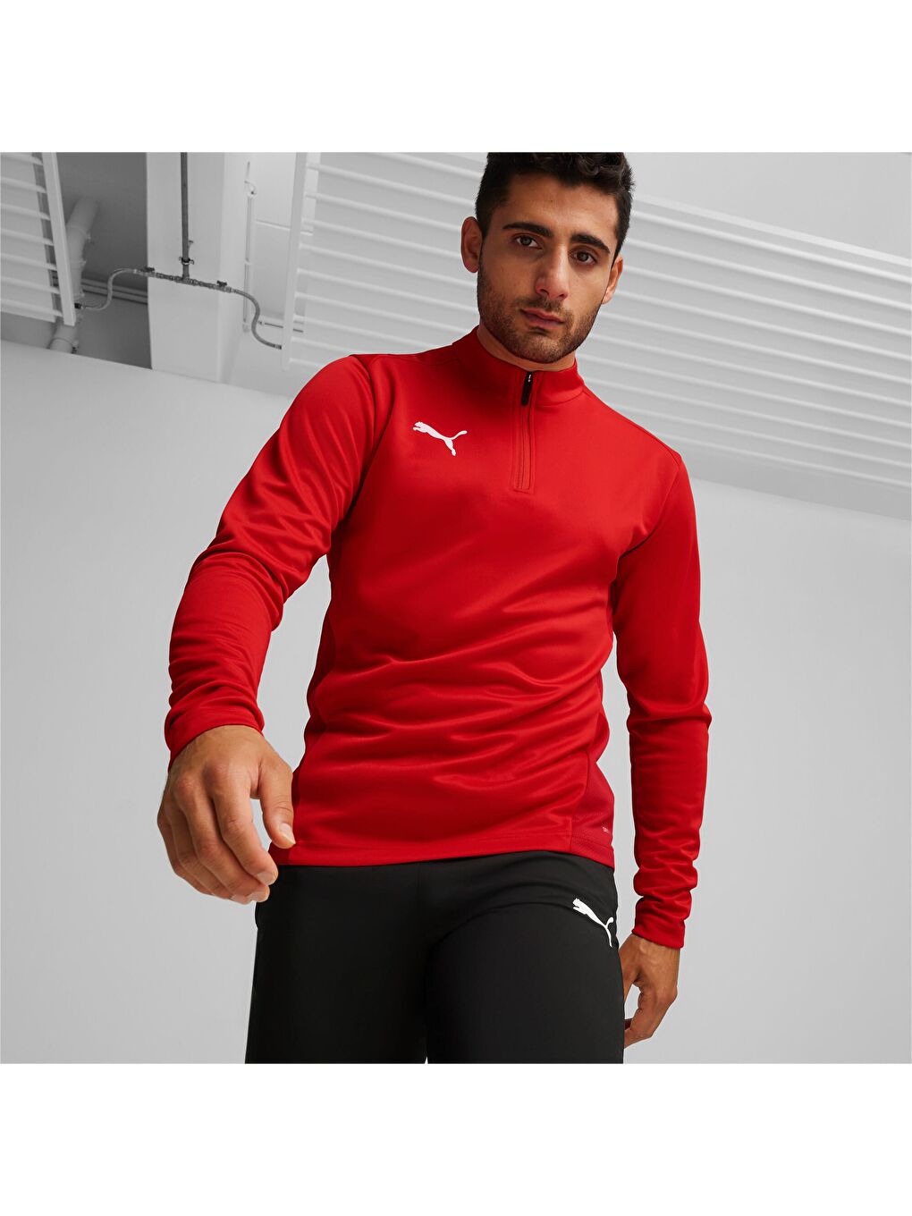 Kırmızı teamGOAL Football Erkek Çeyrek Fermuarlı Antrenman Üstü