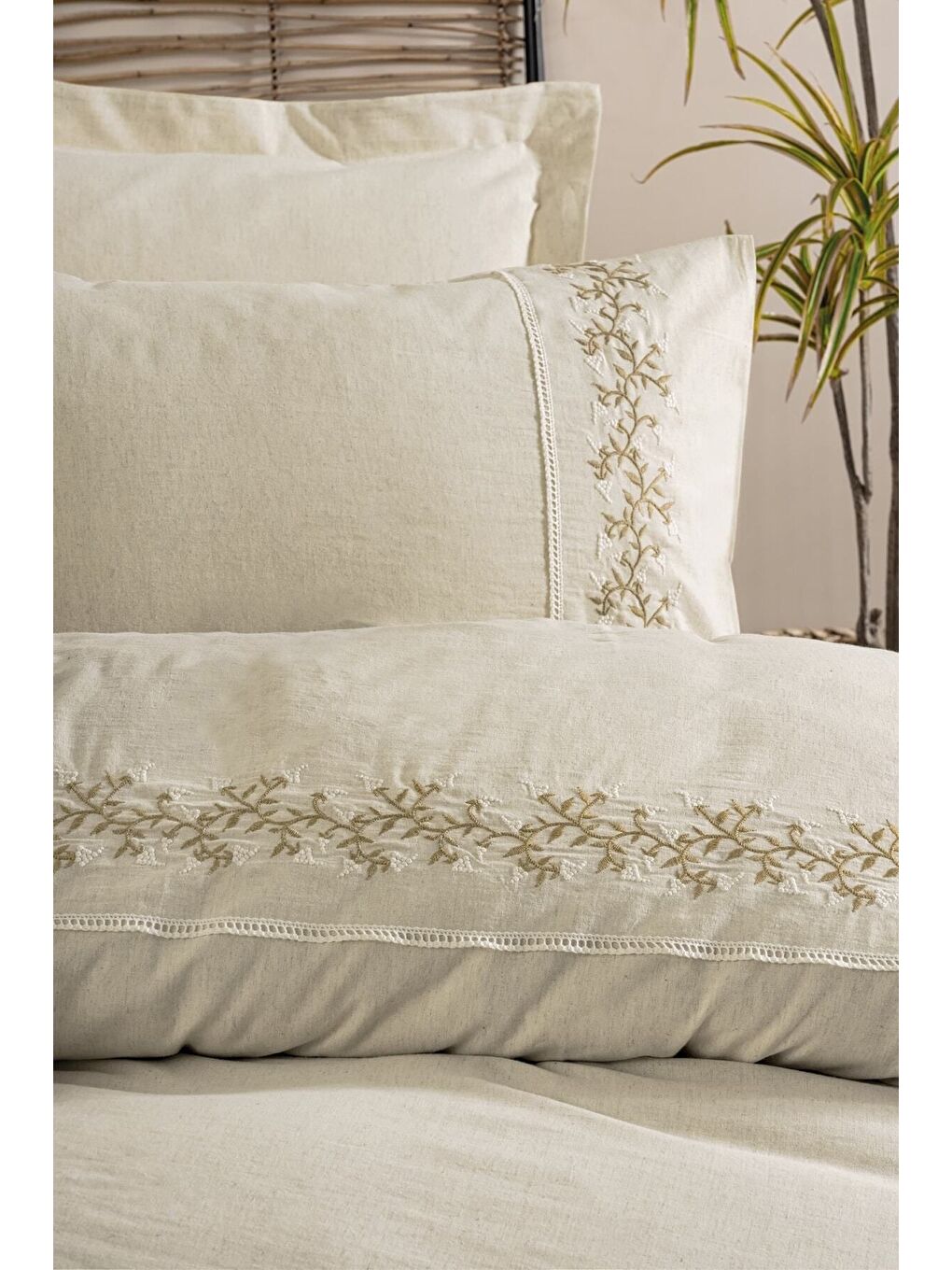 Karışık Pamuk Box Keten Çift Kişilik Nevresim Takımı Darian-2