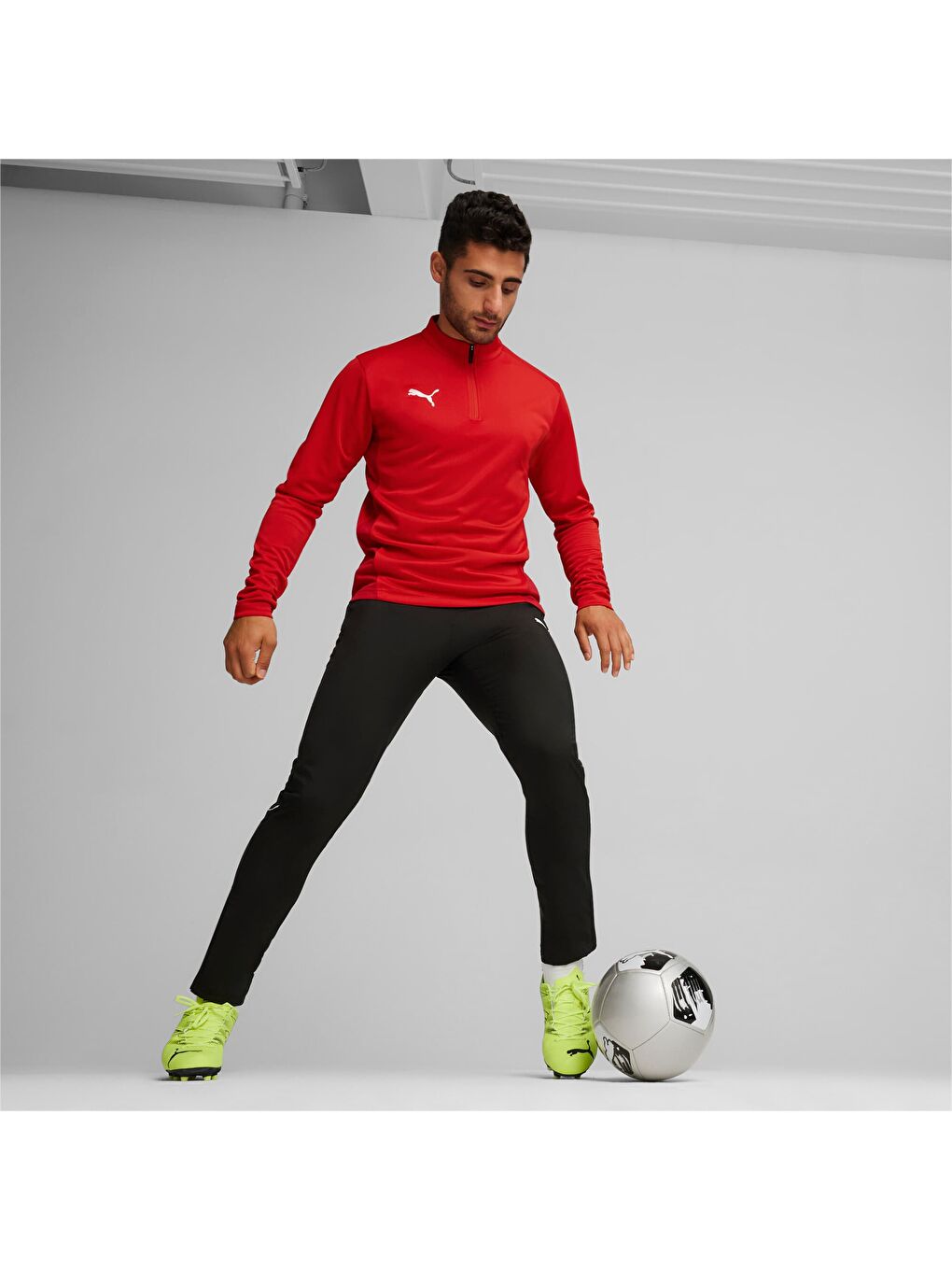 Kırmızı teamGOAL Football Erkek Çeyrek Fermuarlı Antrenman Üstü-1