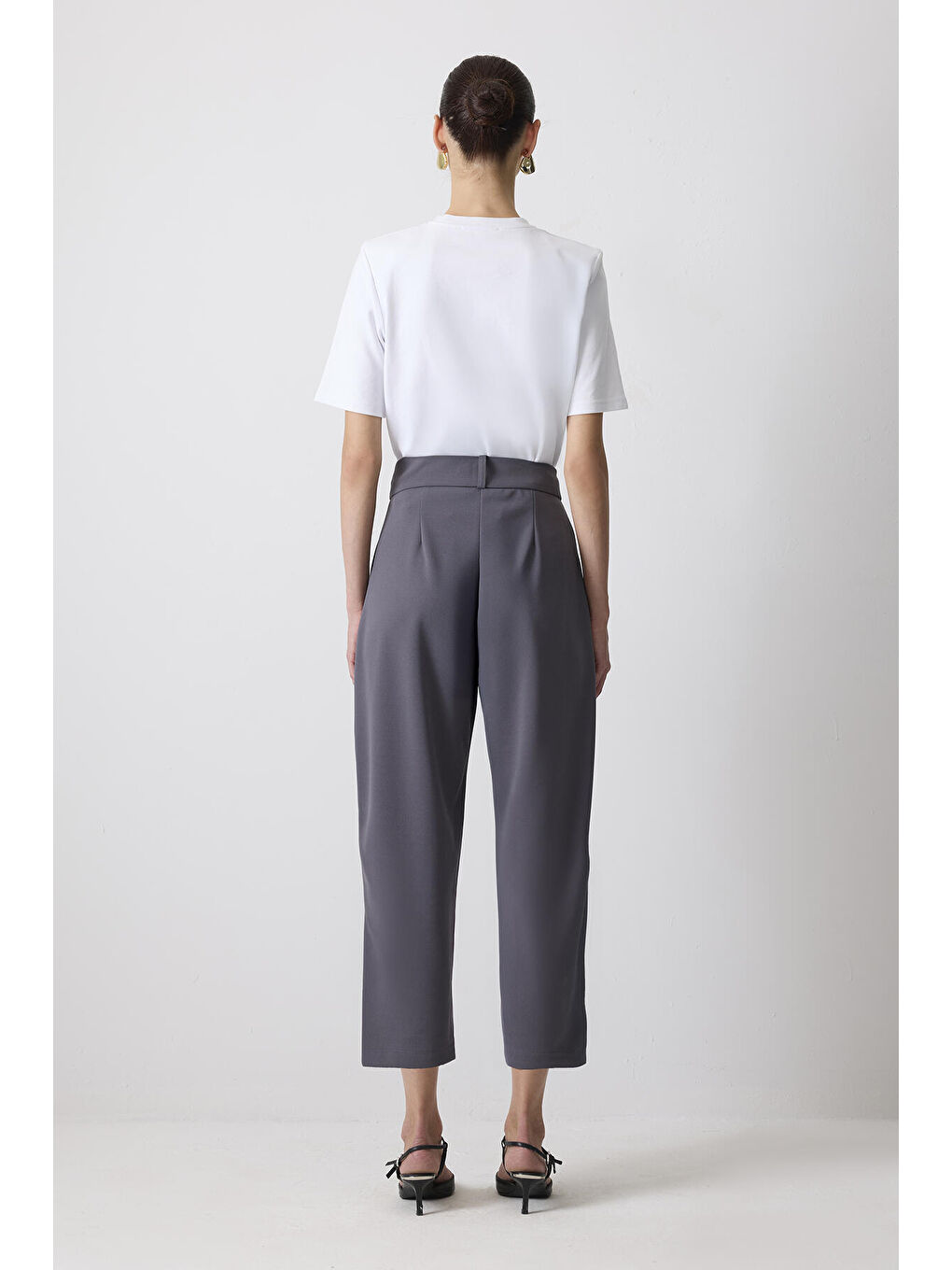 Antrasit Çift Pileli Bol Pantolon-3