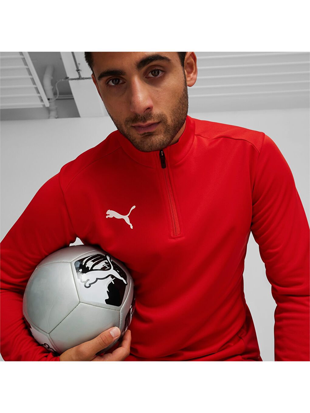 Kırmızı teamGOAL Football Erkek Çeyrek Fermuarlı Antrenman Üstü-4