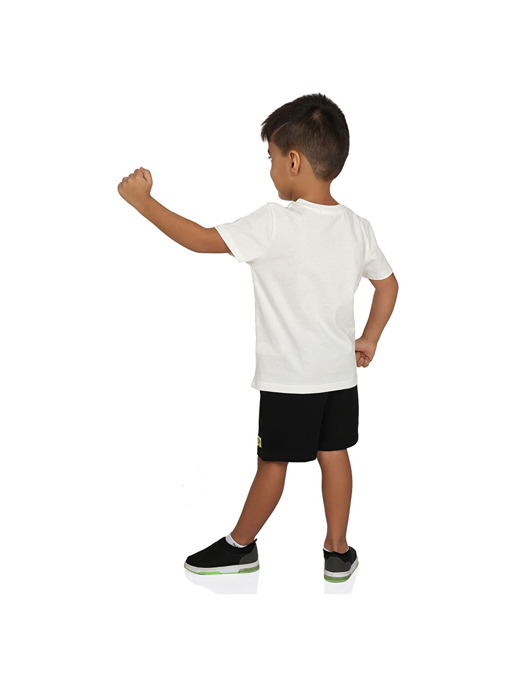 Ekru Erkek Çocuk Hollo Baskılı Şortlu Takım-1