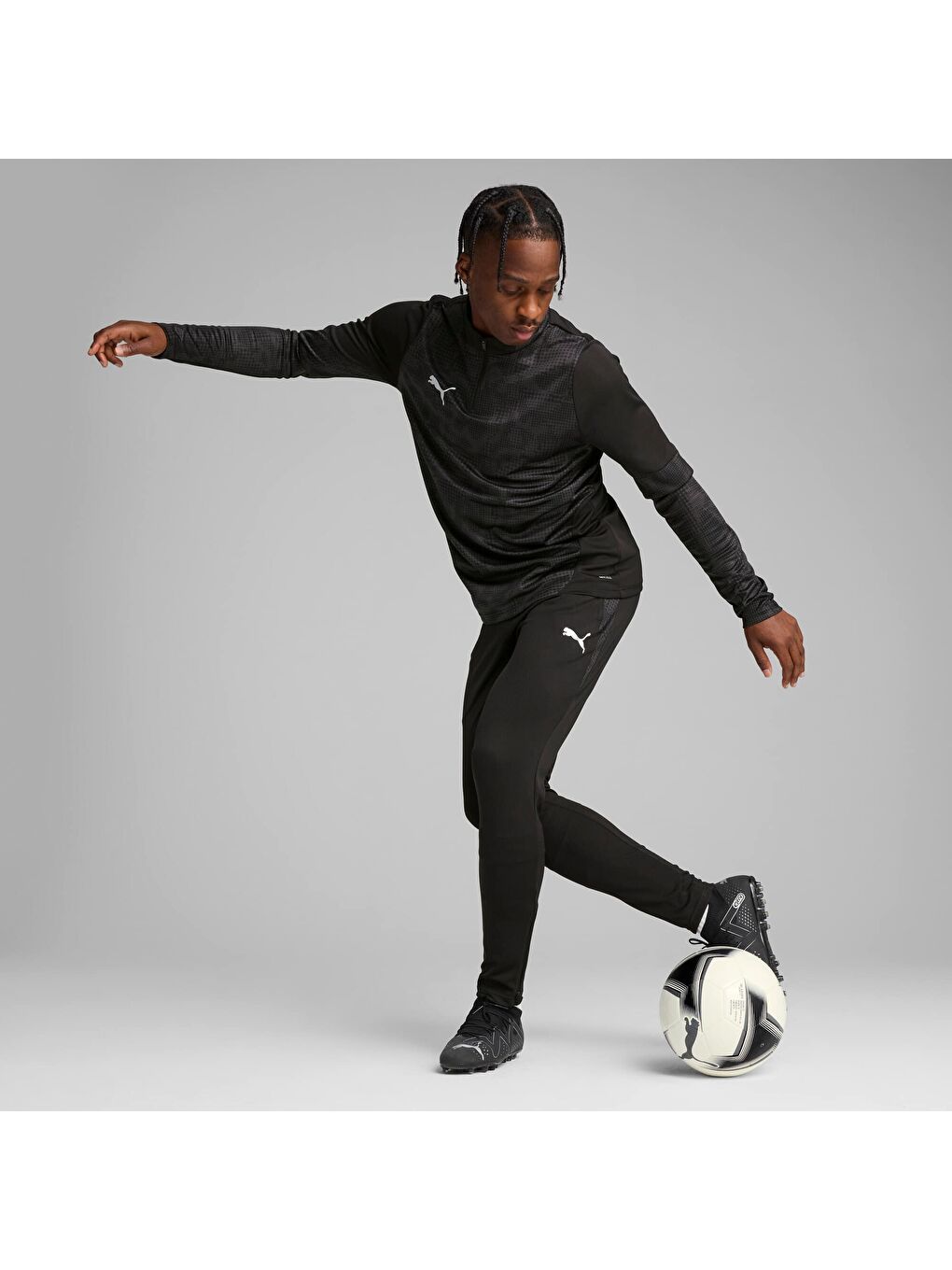 Siyah teamCUP Football Erkek Çeyrek Fermuarlı Üst-1