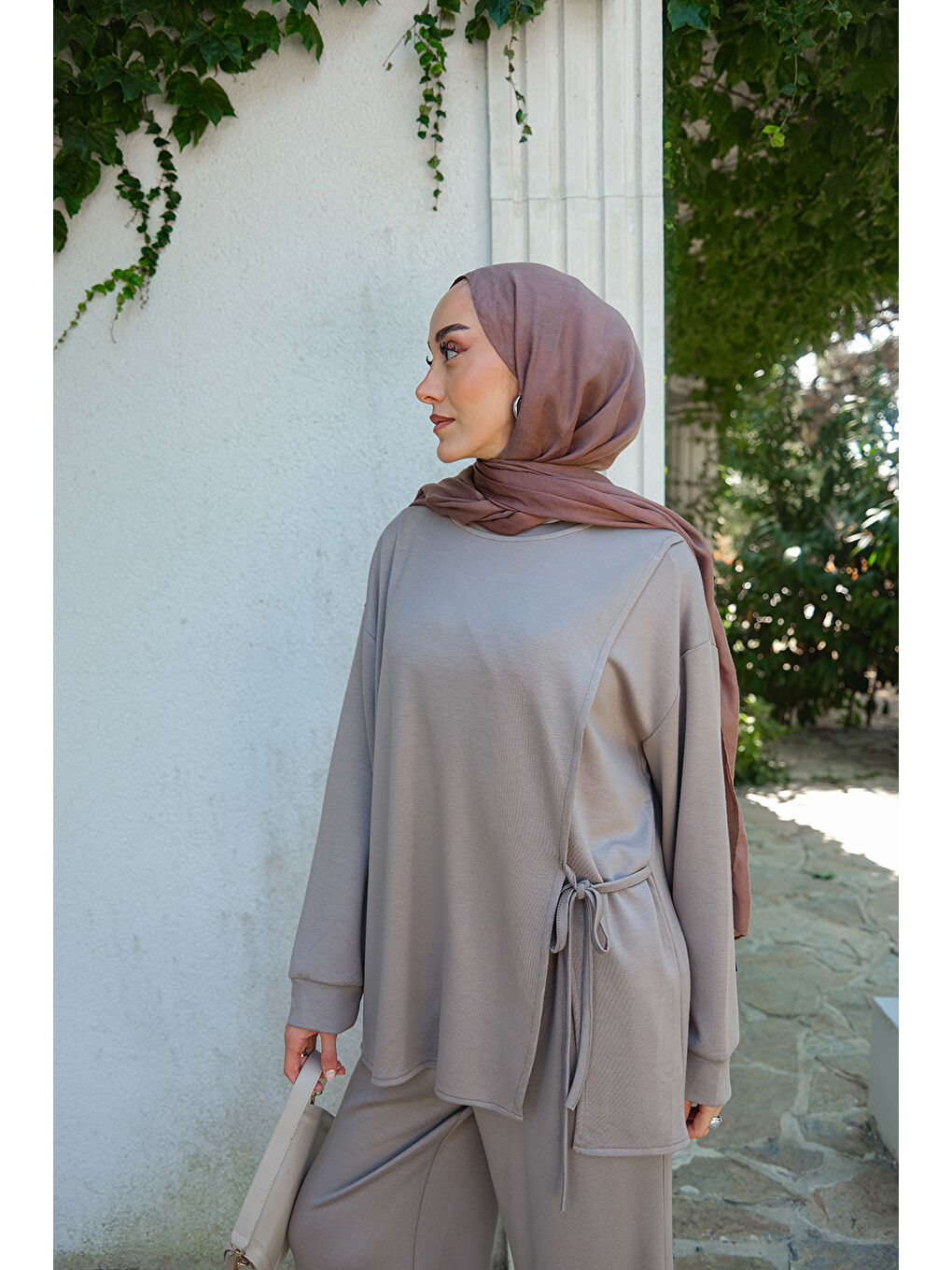 Kadın Yandan Bağlamalı Takım Gri-1