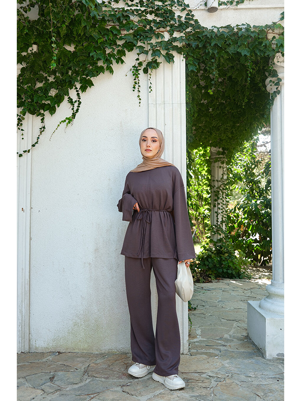 Kadın Bel Bağlamalı İkili Takım Kahverengi-2