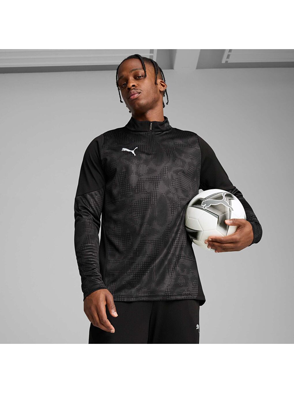 Siyah teamCUP Football Erkek Çeyrek Fermuarlı Üst-4