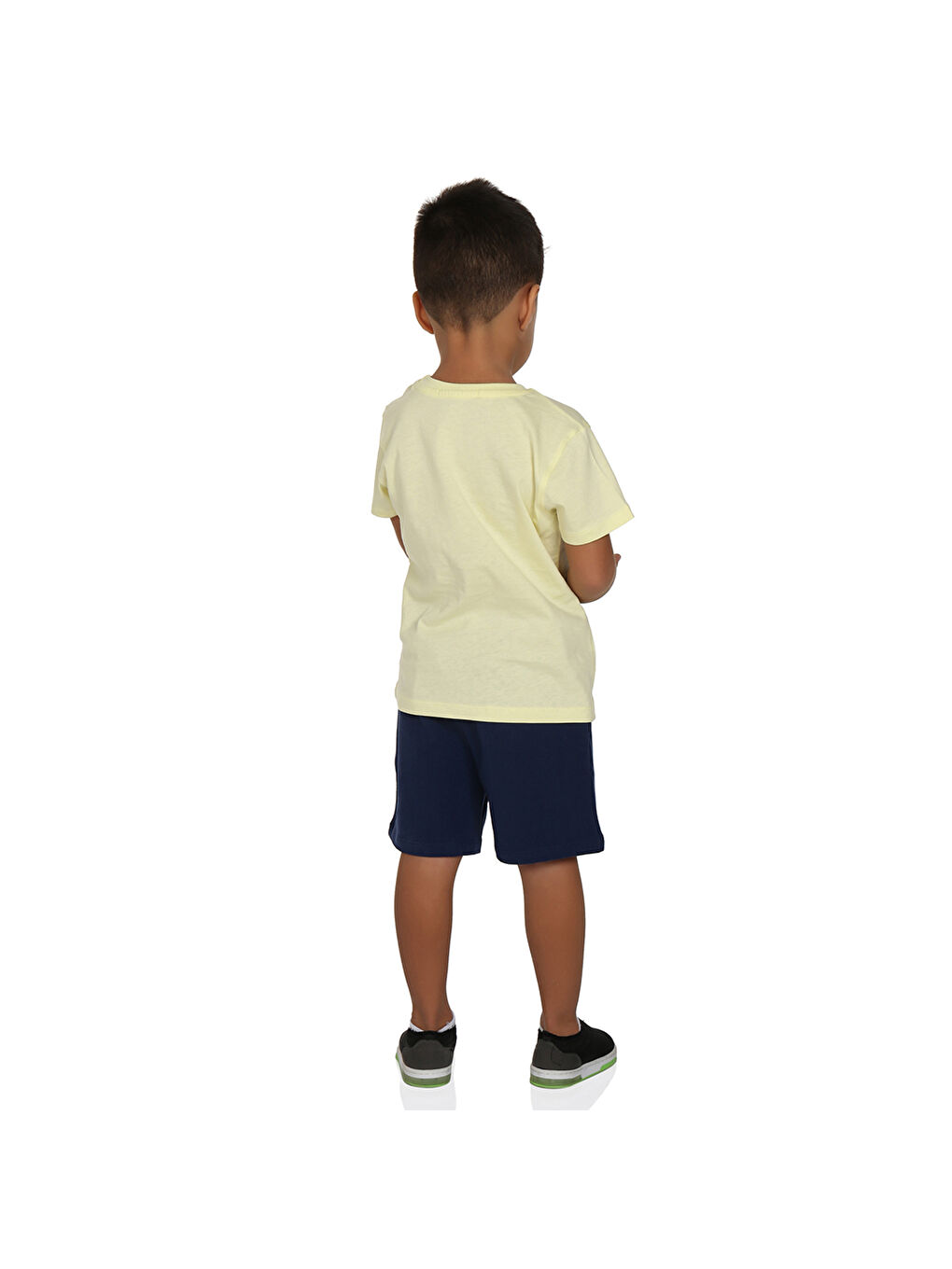 Sarı Erkek Çocuk Hollo Baskılı Şortlu Takım-1