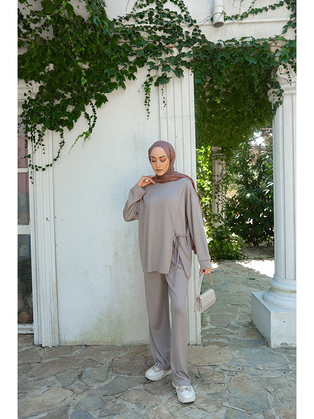 Kadın Yandan Bağlamalı Takım Gri-2