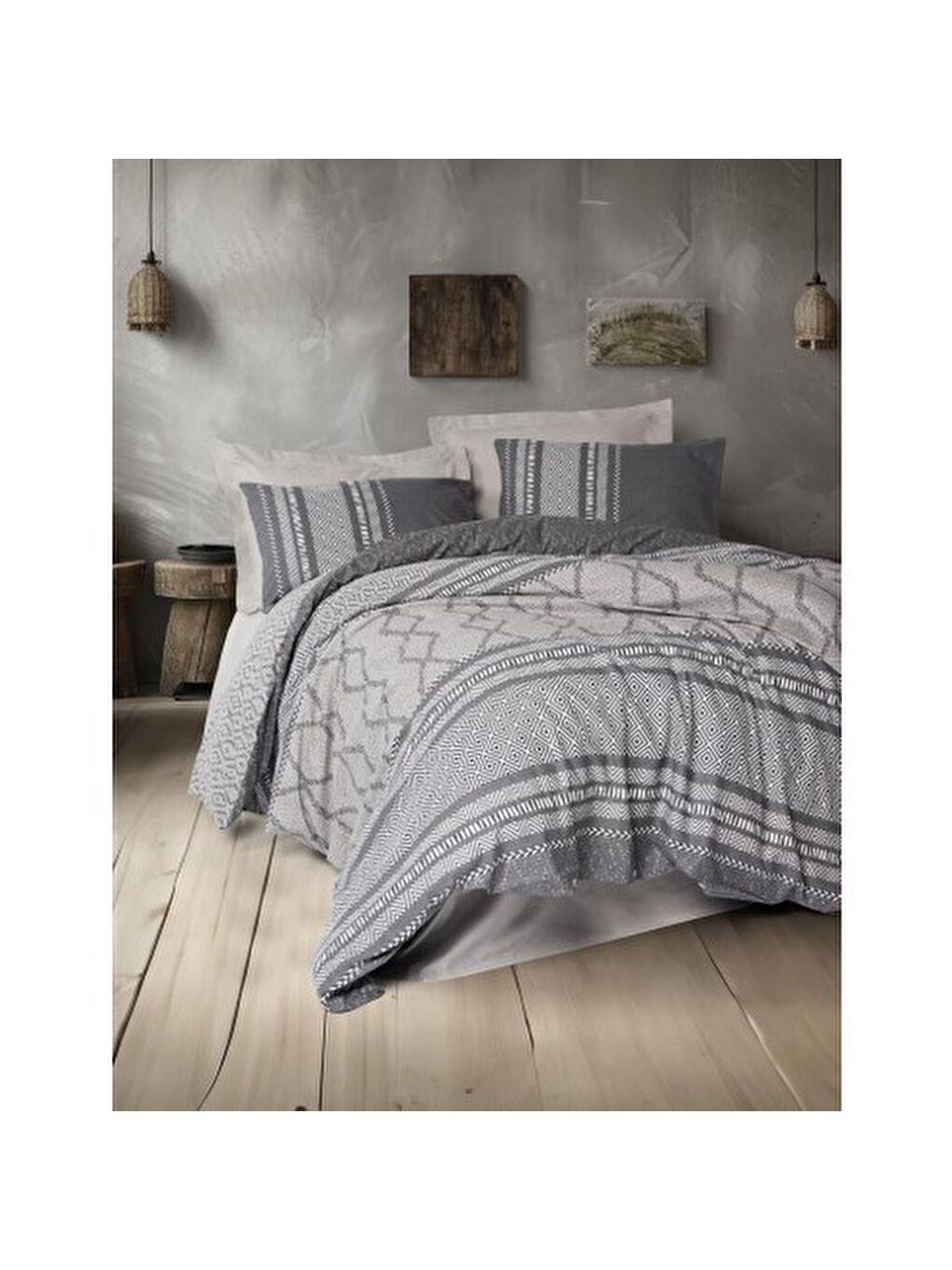 Karışık Pamuk Box Toprak Çift Kişilik Nevresim Takimi Tonnia Vizon