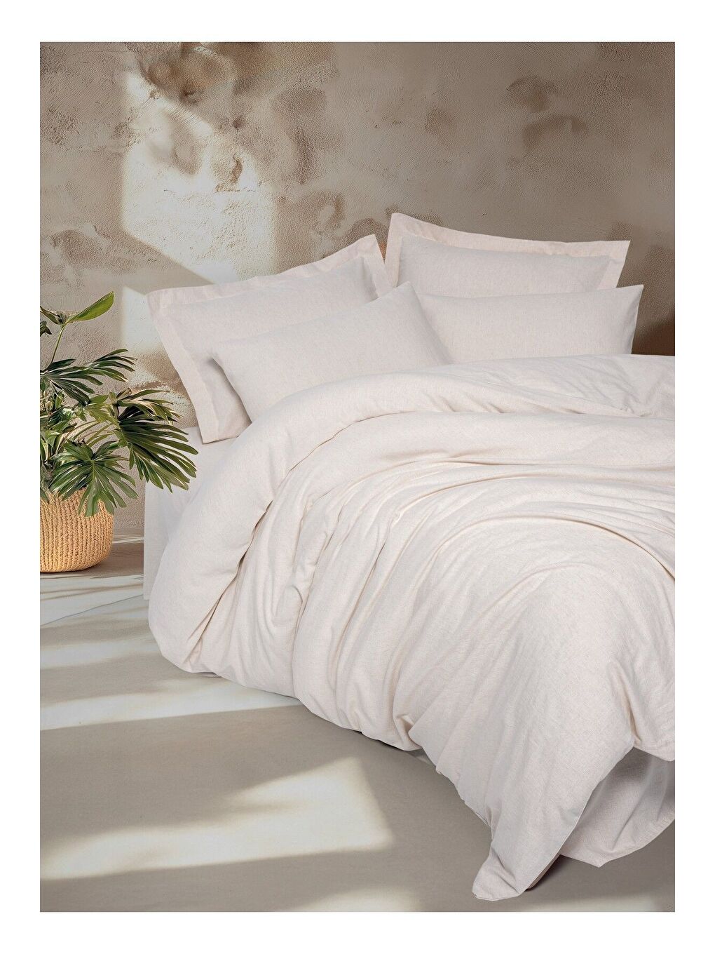 Karışık Pamuk Box Keten Çift Kişilik Nevresim Takımı Basic-2