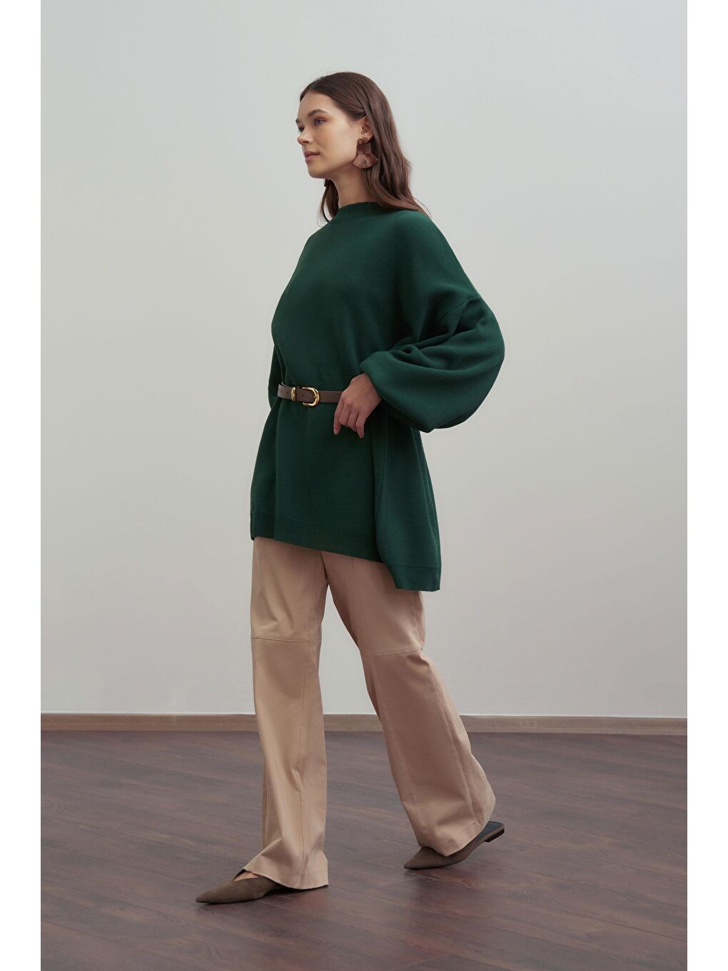 Yeşil Zümrüt-Bol Kesim Triko Kazak-2