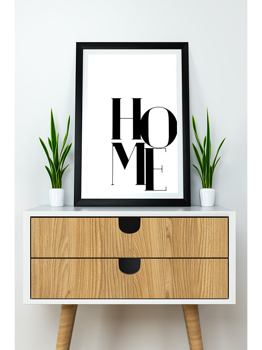 Beyaz Tek Parça 33x48 Cm Çerçeve Görünümlü Yazılı Mdf Tablo "Home"