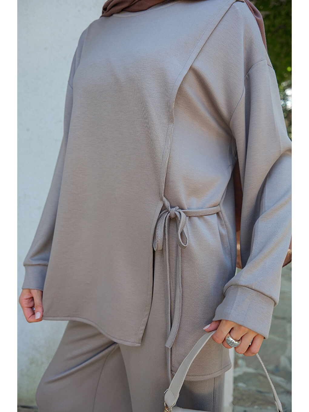 Kadın Yandan Bağlamalı Takım Gri-4