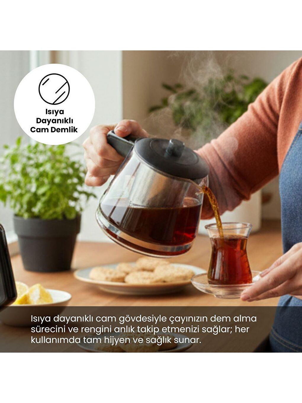 OZ26CM05 Cam Demlikli Paslanmaz Çelik Çay Makinesi-1