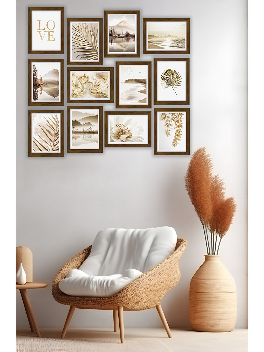 Beyaz 12 Parça Çerçeve Görünümlü Mdf Tablo Seti - 12ARTAVESSA20-1520