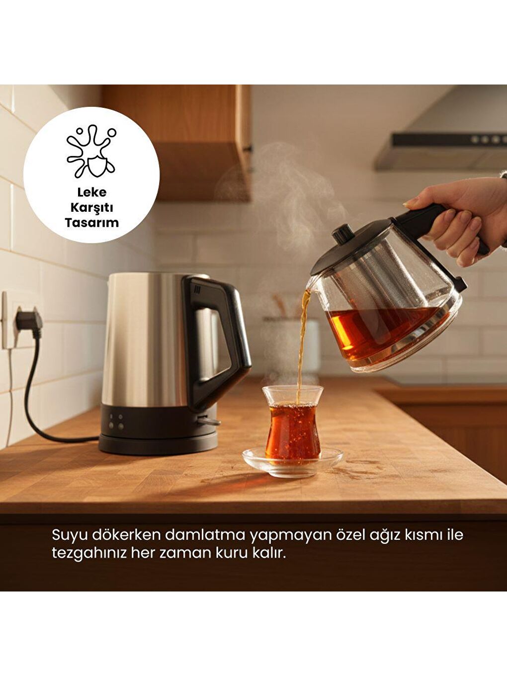 OZ26CM05 Cam Demlikli Paslanmaz Çelik Çay Makinesi-4