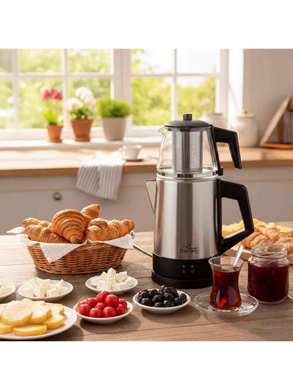 OZ26CM05 Cam Demlikli Paslanmaz Çelik Çay Makinesi-6