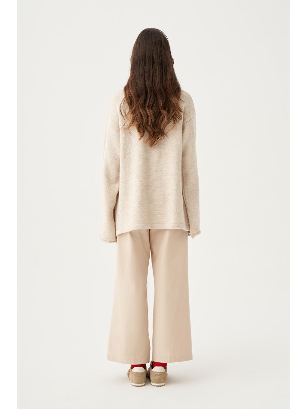 Bej Taş-Yakası Apoletli Triko Kazak-3