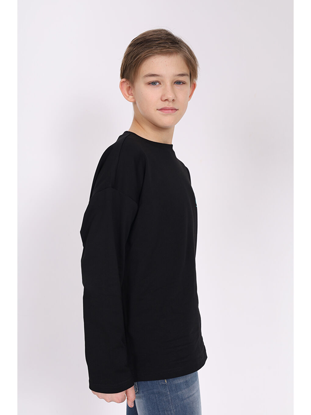 Siyah Erkek Çocuk Baskılı Sweatshirt-2