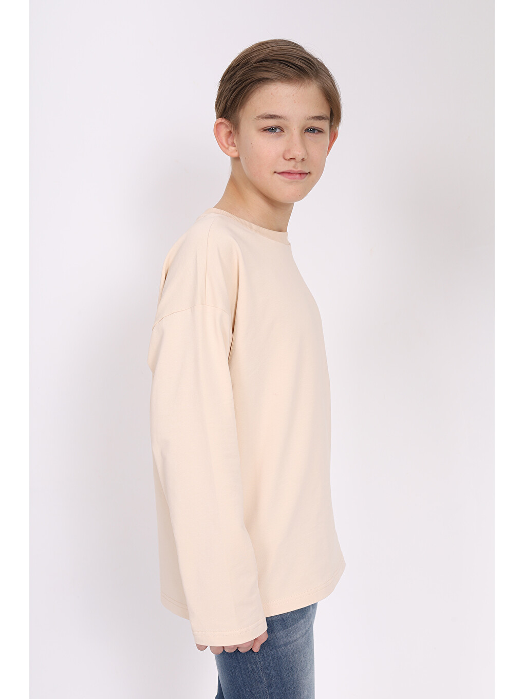 Bej Erkek Çocuk Baskılı Sweatshirt-1