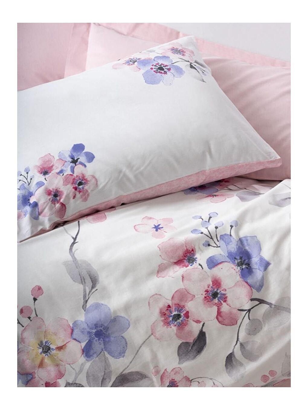 Karışık Pamuk Box Modeline Çift Kişilik Nevresim Takımı Jayda Pembe