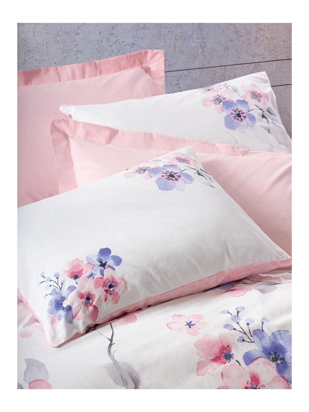 Karışık Pamuk Box Modeline Çift Kişilik Nevresim Takımı Jayda Pembe-1