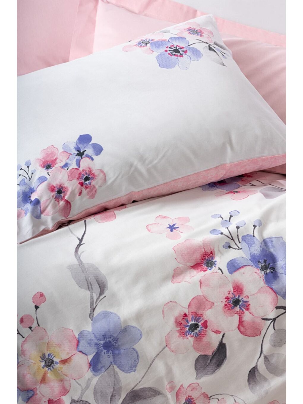 Karışık Pamuk Box Modeline Tek Kişilik Nevresim Takımı Jayda Pembe-1