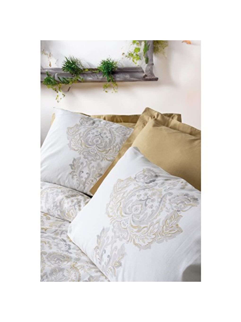 Karışık Pamuk Box Bohem Serisi Çift Kişilik Nevresim Takımı Najva Hardal-1