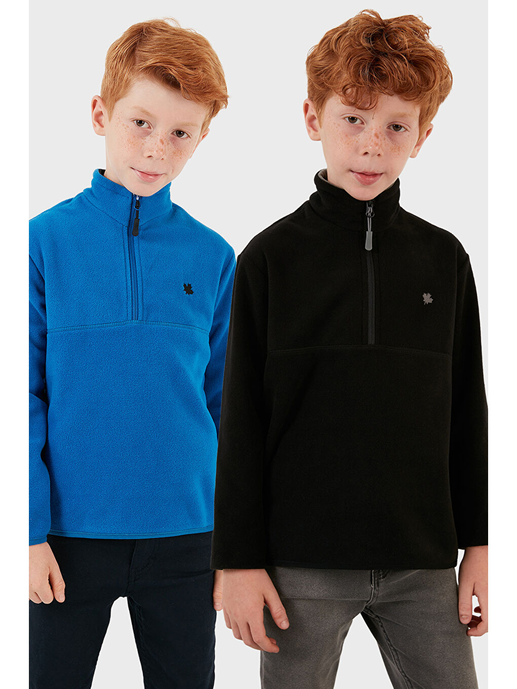 Mavi Yumuşak Dokulu Fermuarlı Dik Yaka Şardonlu 2'li Paket Polar 5905002S2