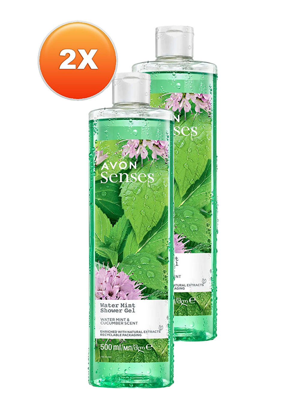 AVON Renksiz Senses Water Mint Nane ve Salatalık Kokulu Duş Jeli 500 Ml. İkili Set - 1