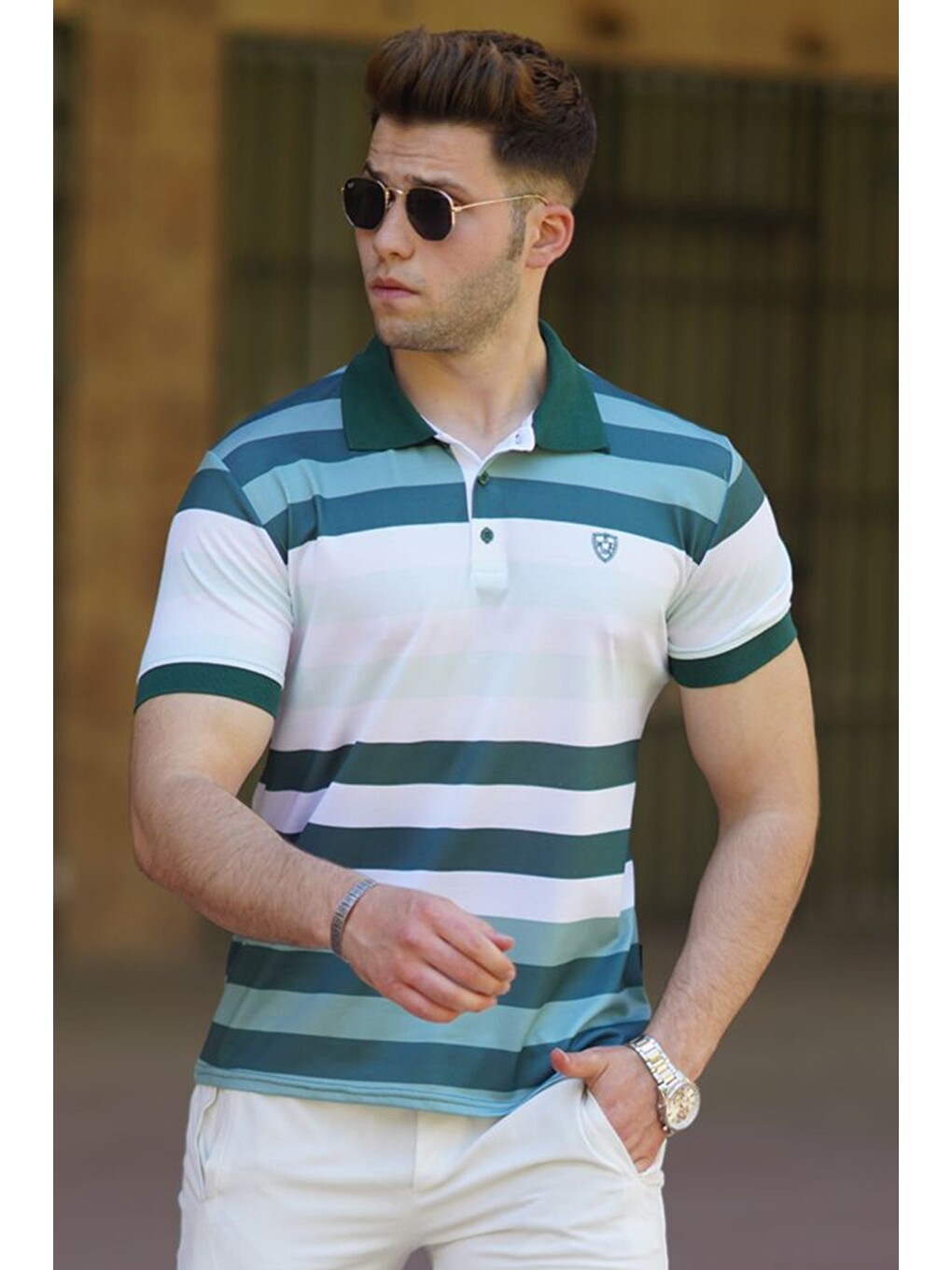 Yeşil Polo Yaka Erkek Tişört 5279
