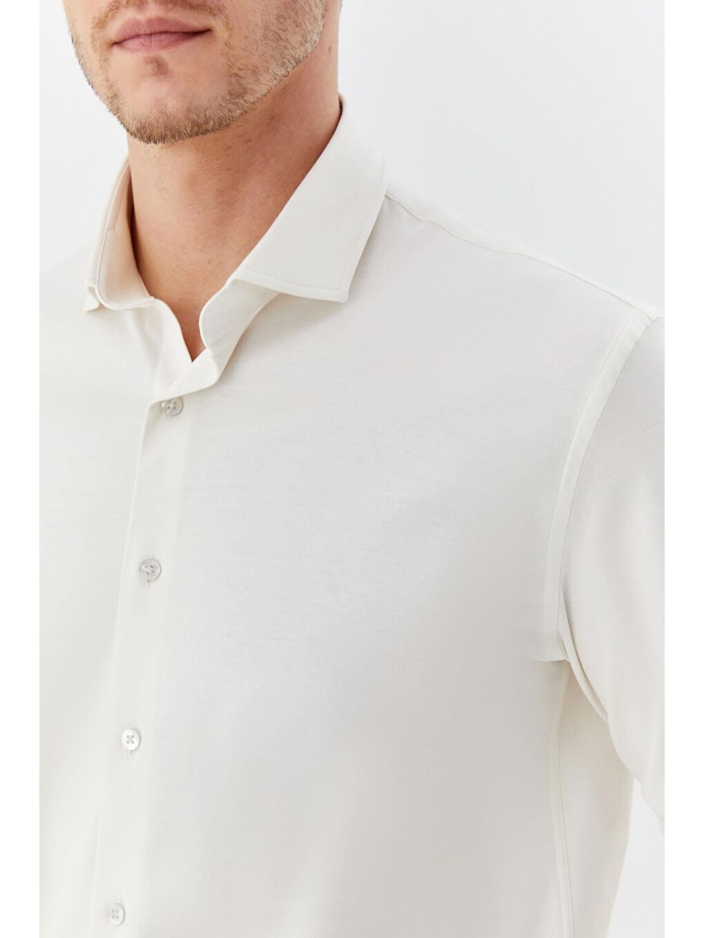 Kahverengi Erkek Latte Düz Klasik Yaka Slim Fit Gömlek-2