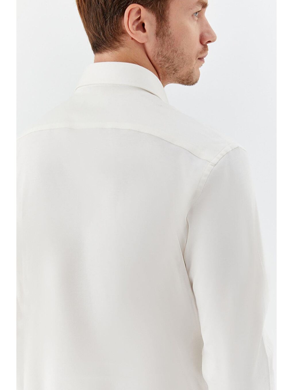 Kahverengi Erkek Latte Düz Klasik Yaka Slim Fit Gömlek-4