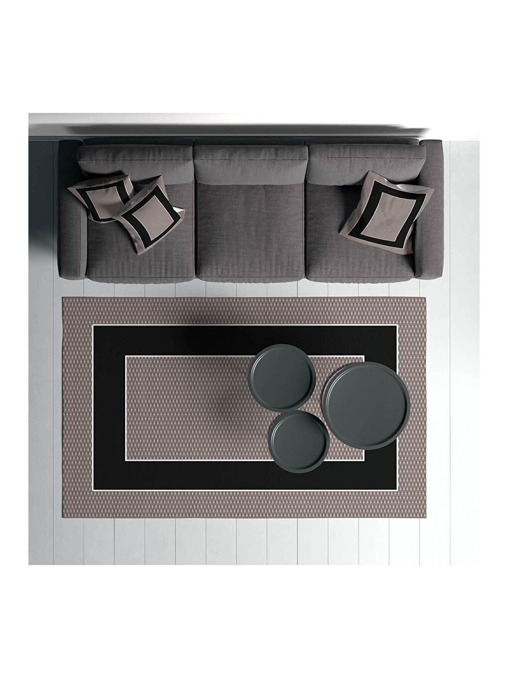 Gri Pamuk Taban, Yıkanabilir, Kaydırmaz Taban, Modern Halı  180 x 280 cm-1