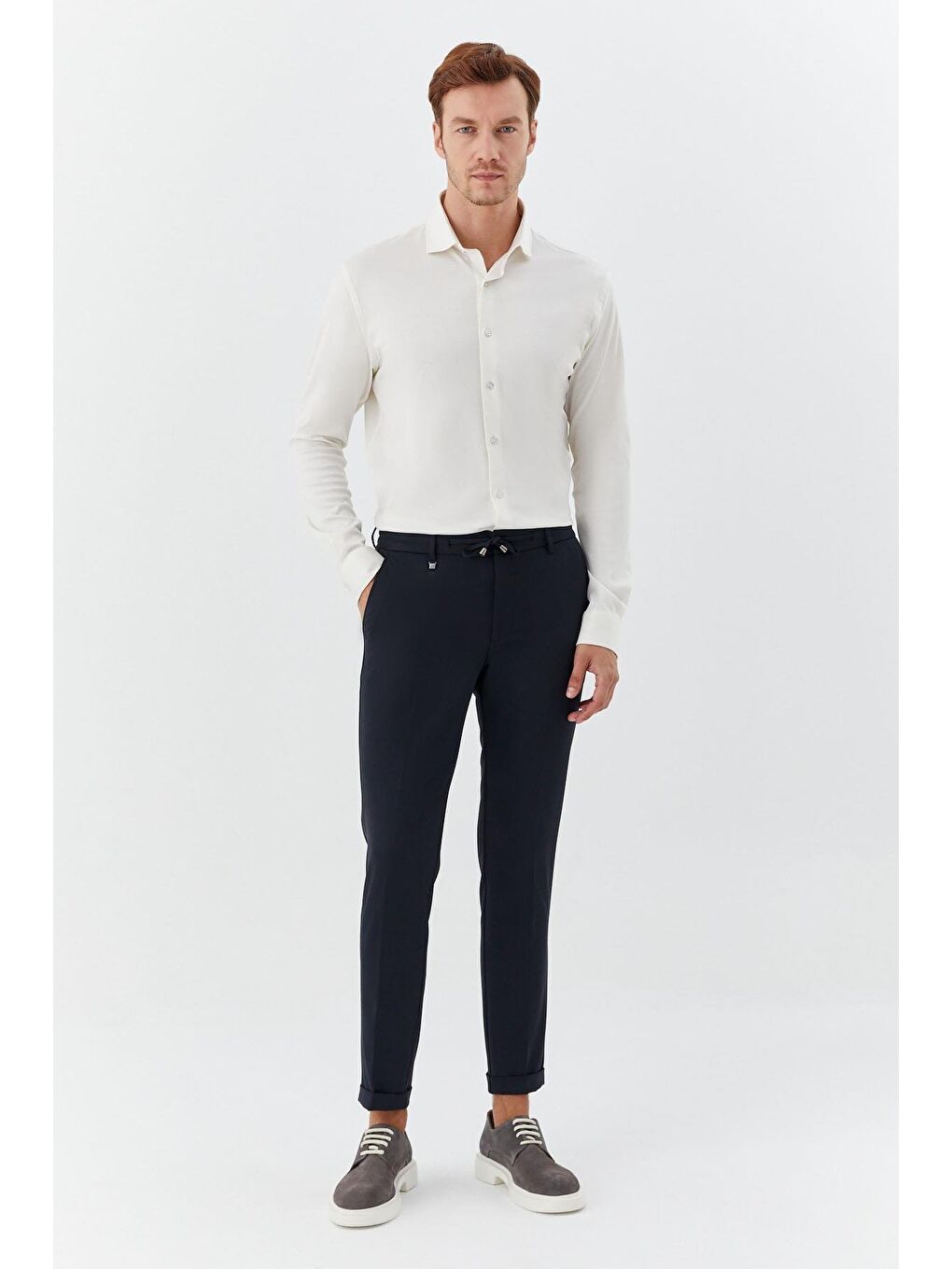 Kahverengi Erkek Latte Düz Klasik Yaka Slim Fit Gömlek-5