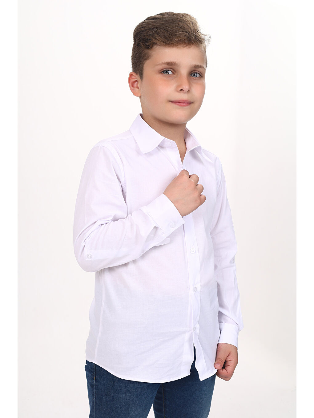 Beyaz Erkek Çocuk Okul Gömlek-3
