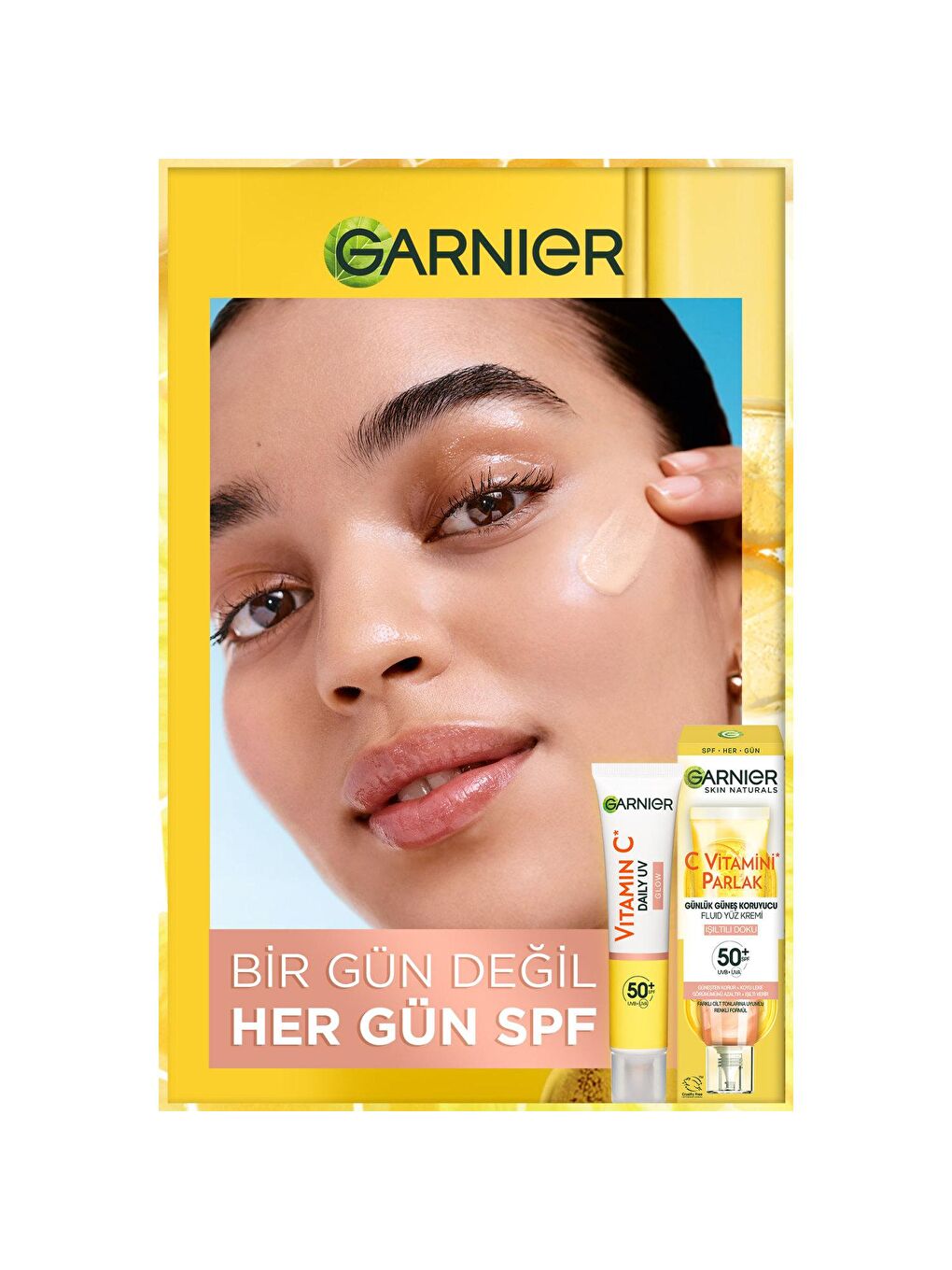 GARNIER Beyaz C Vitamini Parlak Günlük Güneş Koruyucu Fluid Yüz Kremi Işıltılı Doku SPF50+ 40 ml - 1