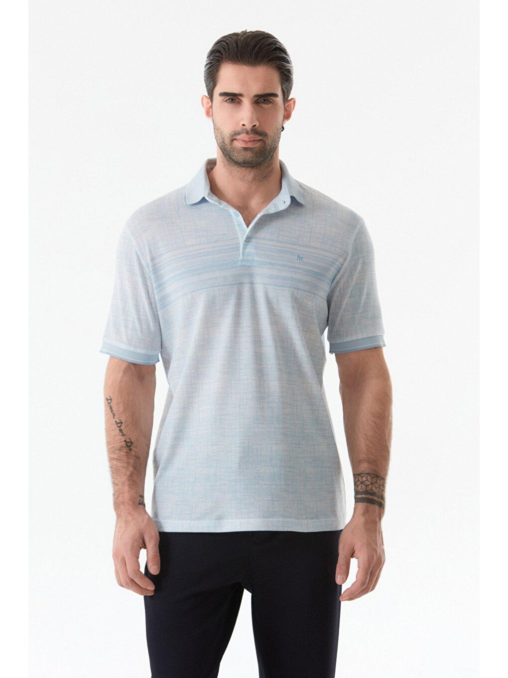 Mavi Baskılı Polo Yaka Tişört