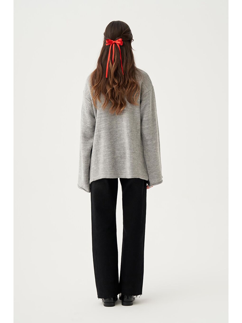 Gri-Yakası Apoletli Triko Kazak-4