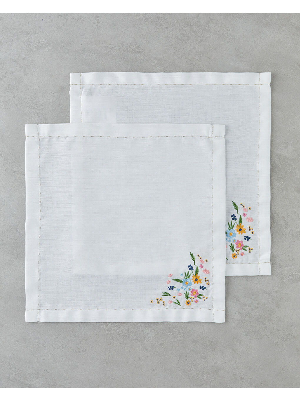 Beyaz Euphoria Polyester 2'li Misafir Peçetesi 38x38 cm Renkli