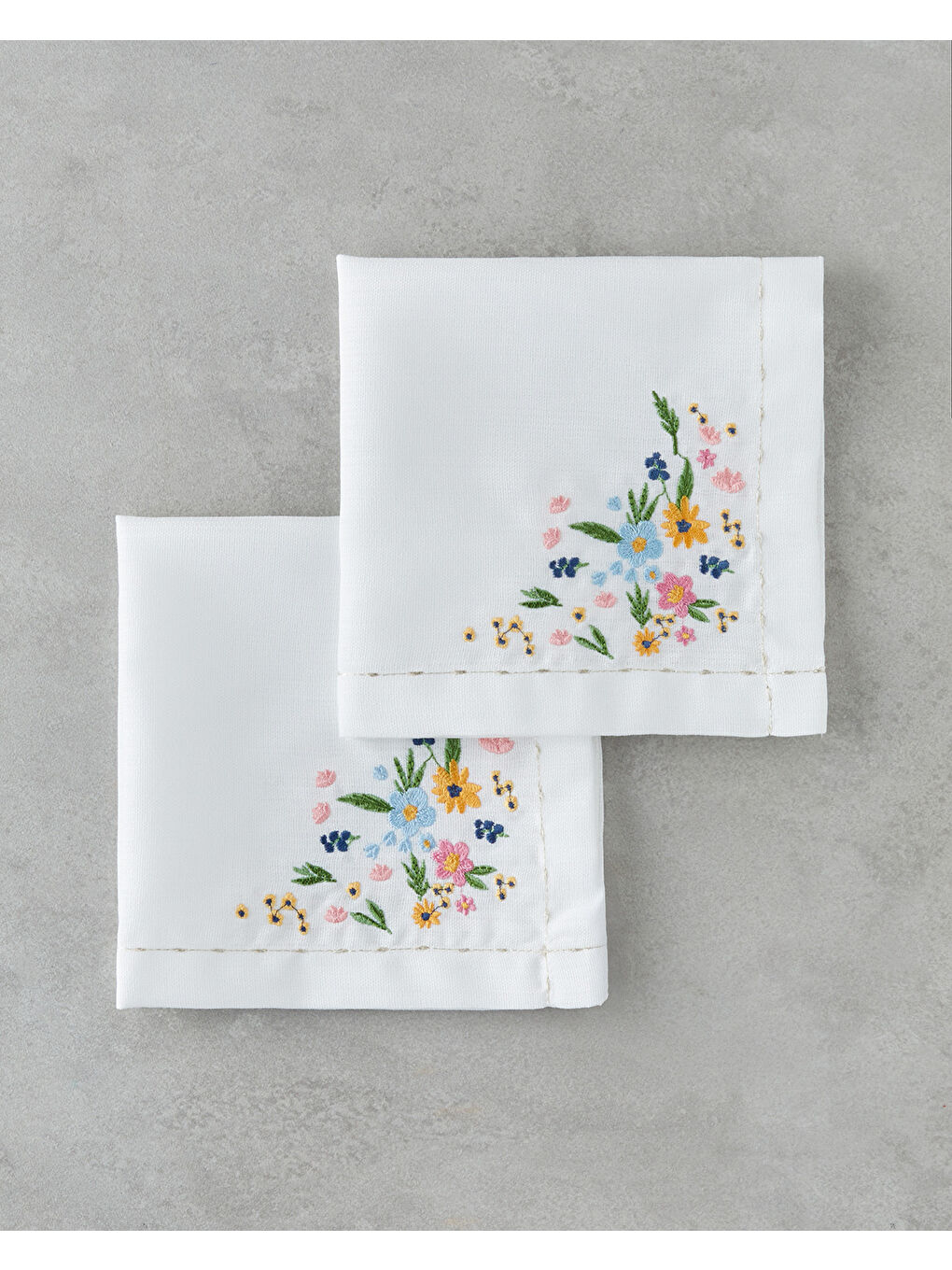 Beyaz Euphoria Polyester 2'li Misafir Peçetesi 38x38 cm Renkli-1