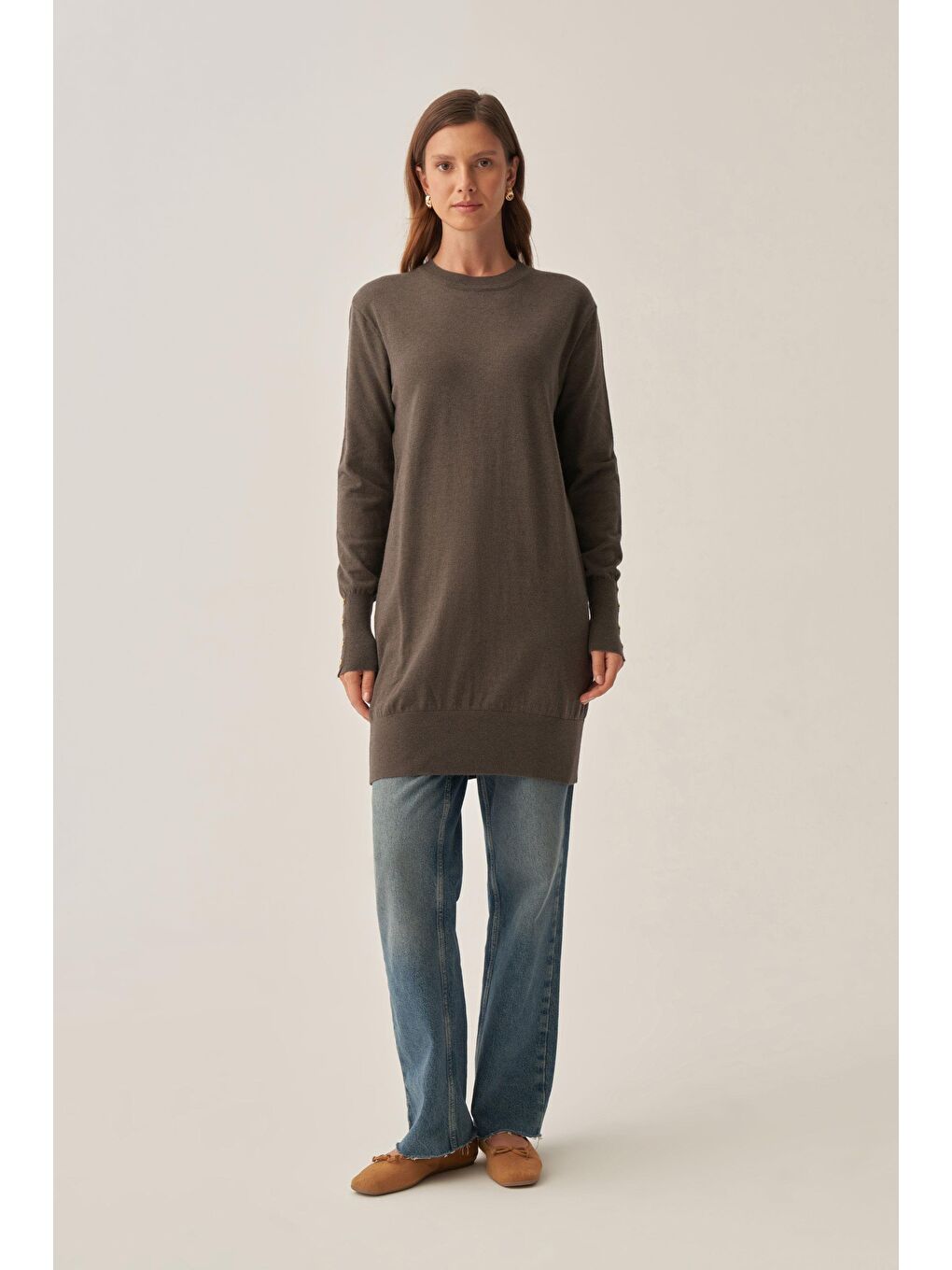 Antrasit-Bilekte Dügme Detaylı Kazak-1