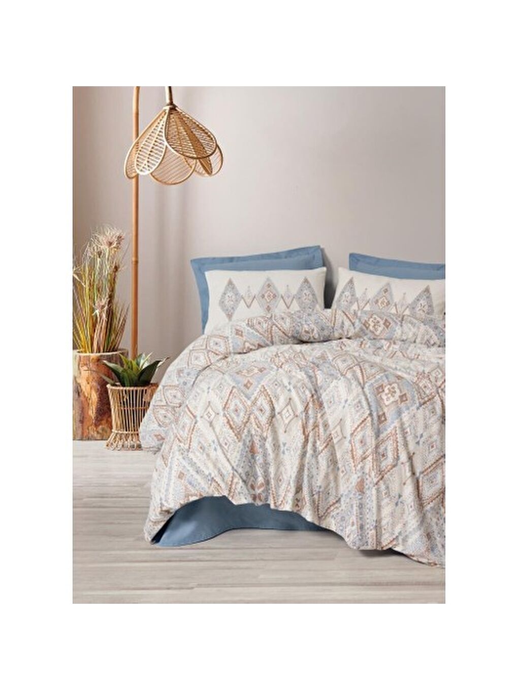 Karışık Pamuk Box Bohem Serisi Çift Kişilik Nevresim Takımı Zanora indigo