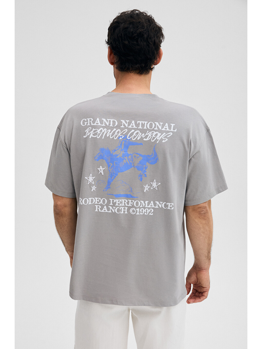 Korven Erkek %100 Organik Pamuklu Yuvarlak Yakalı Baskı Detaylı Regular Fit Koyu Gri T-shirt-1