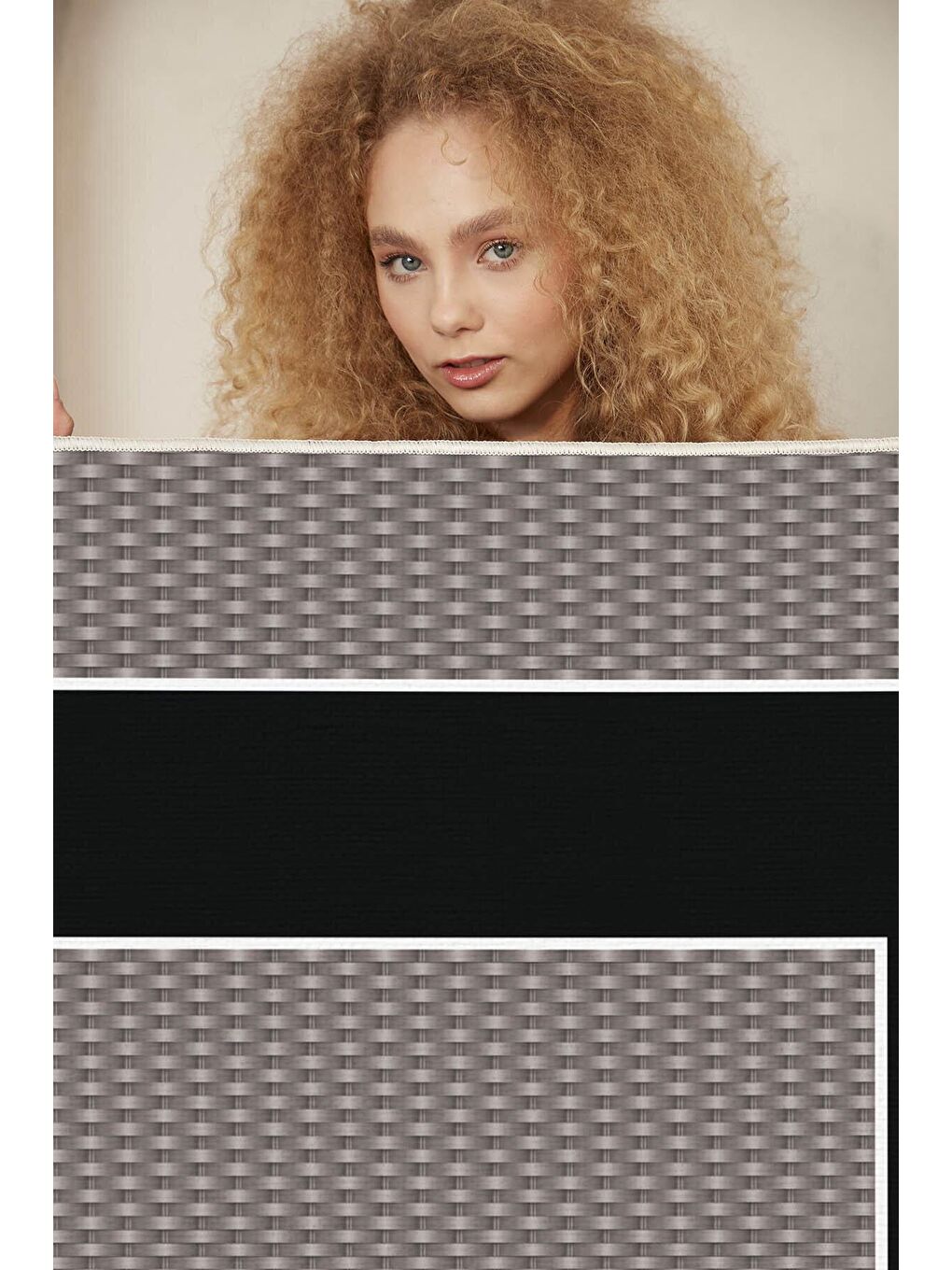 Gri Pamuk Taban, Yıkanabilir, Kaydırmaz Taban, Modern Halı  180 x 280 cm-2