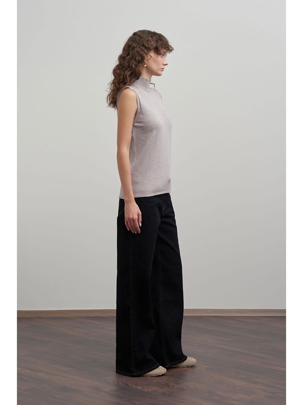 Bej Vizon-Yarım Balıkçı Kolsuz Kazak-2